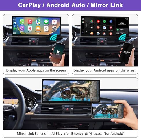 NINETOM 2026 جهاز استقبال تلقائي CarPlay Android مُحسّن مقاس 12.3 بوصة بشاشة لمس ضيقة للغاية متوافق مع Audi A6/A7 (2012-2018)، لأنظمة 3G MMI+ وRMC in Saudi Arabia
