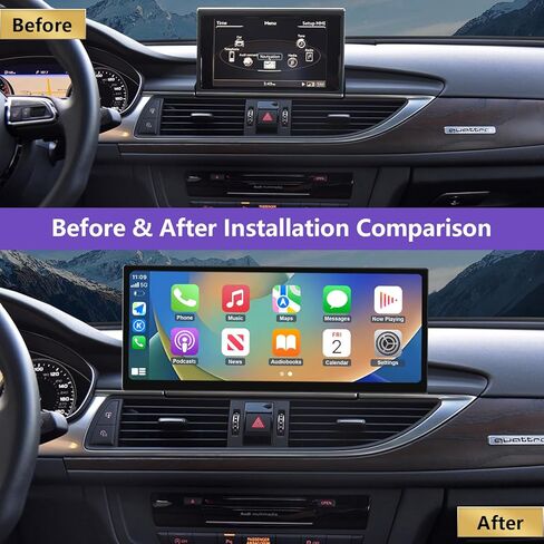 NINETOM 2026 جهاز استقبال تلقائي CarPlay Android مُحسّن مقاس 12.3 بوصة بشاشة لمس ضيقة للغاية متوافق مع Audi A6/A7 (2012-2018)، لأنظمة 3G MMI+ وRMC in Saudi Arabia