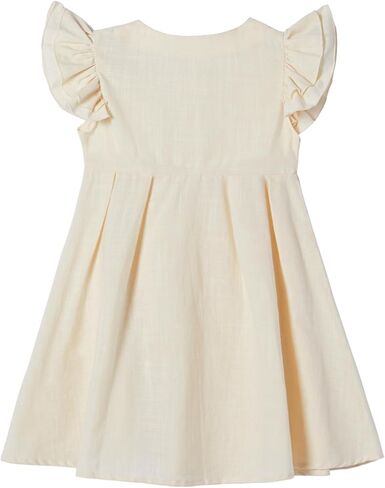Niyage Girls Flutter Sleeve Dress Toddler Elegant Ruffle Button Down Casual Dresses in Saudi Arabia