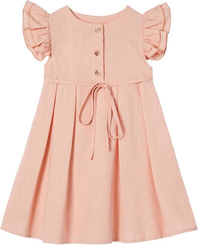 Niyage Girls Flutter Sleeve Dress Toddler Elegant Ruffle Button Down Casual Dresses in Saudi Arabia