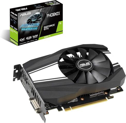 بطاقة رسومات ASUS GeForce GTX 1660 TI 6GB Phoenix Fan Overclocked Edition VR Ready HDMI DP DVI (PH-GTX1660TI-O6G) (متجددة) in Kuwait
