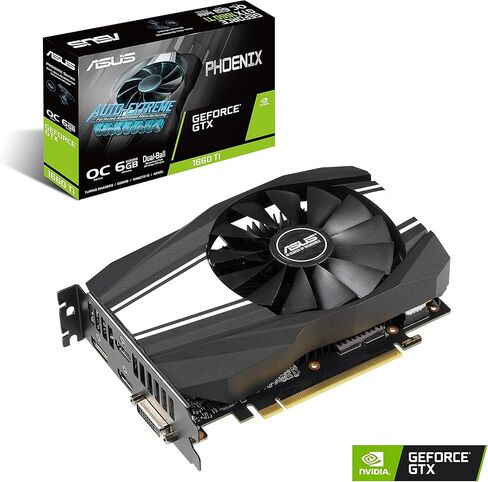 بطاقة رسومات ASUS GeForce GTX 1660 TI 6GB Phoenix Fan Overclocked Edition VR Ready HDMI DP DVI (PH-GTX1660TI-O6G) (متجددة) in Kuwait