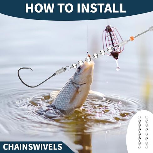 30PCS Fishing Bead Chain Swivels Stainless Steel Catfish Stainless Steel Fishing Balls Chain Swivels for Freshwater Saltwater Salmon Walleye in Saudi Arabia