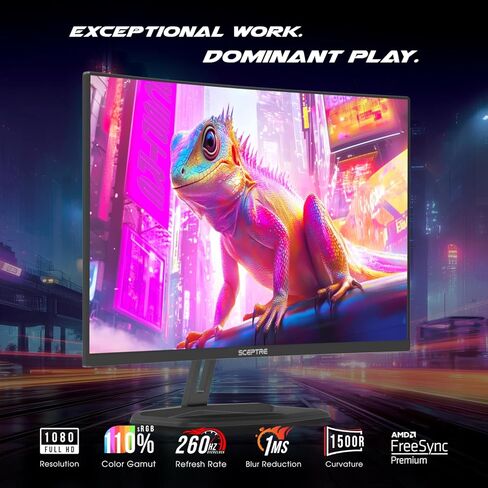 Sceptre New Curved 32 inch Gaming Monitor 1080p DisplayPort up to 260Hz 1500R FreeSync Premium 1ms Build-in Speakers, Machine Black 2026 (C325B-FW260D Series) in Saudi Arabia