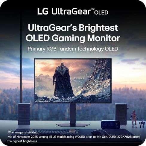 27GX790B-B شاشة ألعاب OLED Ultragear QHD (3440 x 1440) مقاس 27 بوصة، وضع مزدوج (QHD 540 هرتز/ HD 720 هرتز)، 0.02 مللي ثانية، TrueBlack 500، متوافق مع NVIDIA G-Sync، AMD FreeSync Premium Pro، DisplayPort 2.1، USB-C، أسود in Kuwait