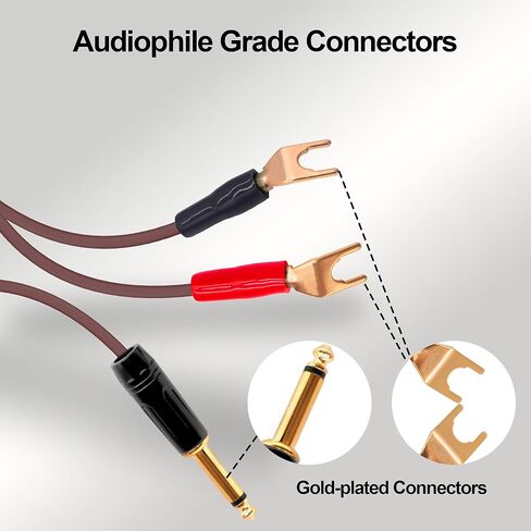 1/4 TS إلى Y سلك كابل مكبر الصوت، 6.35 مم أحادي إلى 2Y محول موصل قابس مجرف Audiophile OFC HiFi مكبر الصوت لنظام الصوت مضخم الصوت -6.6FT/2M in Saudi Arabia