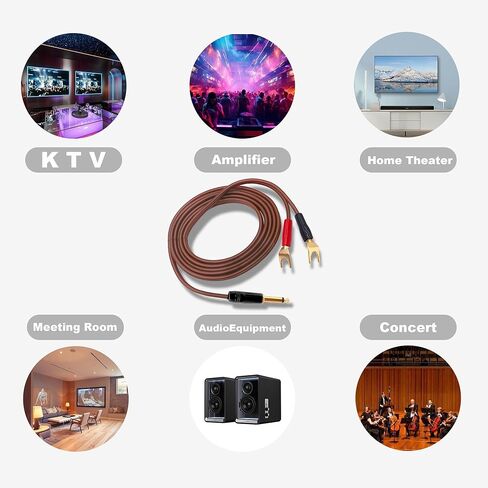1/4 TS إلى Y سلك كابل مكبر الصوت، 6.35 مم أحادي إلى 2Y محول موصل قابس مجرف Audiophile OFC HiFi مكبر الصوت لنظام الصوت مضخم الصوت -6.6FT/2M in Saudi Arabia