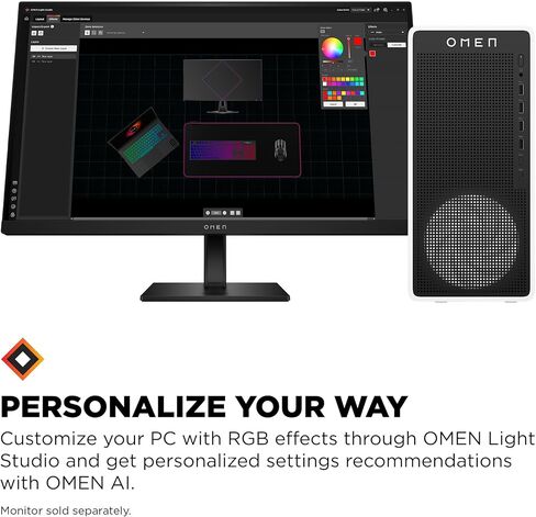كمبيوتر مكتبي HP OMEN 16L للألعاب، Intel Core Ultra 5 225F، ذاكرة الوصول العشوائي 32 جيجابايت، 1 تيرابايت SSD، NVIDIA GeForce RTX 5060 Ti، Windows 11 Home، Microsoft Copilot، Panda Metal، TG03-0130 (2025) in Saudi Arabia