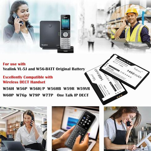 10-Pack 1460mAh 3.7V 5.4Wh Upgrade YL-5J Batteries Compatible with Yealink W59R W56H W56H/P W79P W76P W60P W77P Battery with Tools in Saudi Arabia