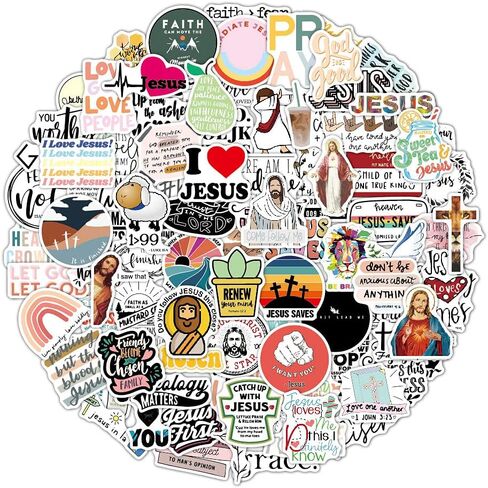 Christian Stickers | 100pcs Random Stickers Pack | Adults Teens Kids | Waterproof Vinyl Stickers Decals | Water Bottle Skateboard Helmet Laptop Bicycle in Saudi Arabia