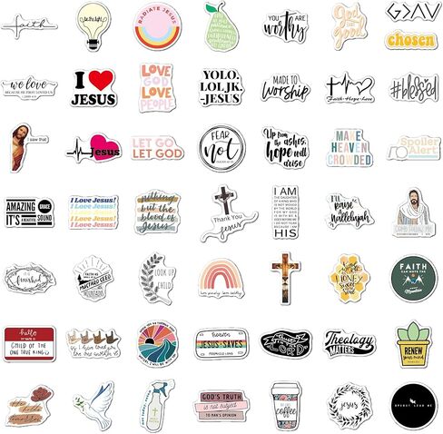 Christian Stickers | 100pcs Random Stickers Pack | Adults Teens Kids | Waterproof Vinyl Stickers Decals | Water Bottle Skateboard Helmet Laptop Bicycle in Saudi Arabia