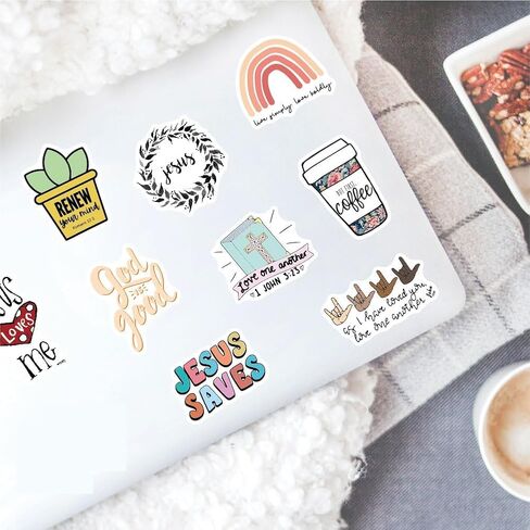 Christian Stickers | 100pcs Random Stickers Pack | Adults Teens Kids | Waterproof Vinyl Stickers Decals | Water Bottle Skateboard Helmet Laptop Bicycle in Saudi Arabia