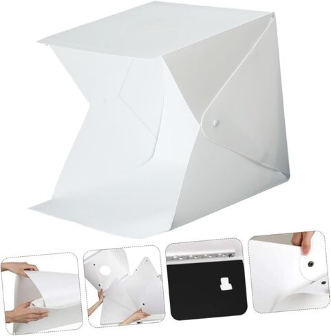 مجموعة خيمة تصوير فوتوغرافي صغيرة قابلة للطي مقاس 20 سم من Gadpiparty مع صندوق إضاءة LED، وشرائط LED مزدوجة، وخلفيتين ملونتين، وصندوق إضاءة صور محمول لتصوير المنتج in Kuwait