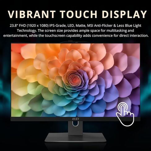 msi Modern AM242TP 23.8" FHD Touchscreen AIO Desktop, Intel Core 7-150U, 32GB DDR5, 1TB SSD+1TB HDD, FHD Camera, Wi-Fi 6E, Wireless Keyboard & Mouse, Windows 11 Pro, Black, 1TB Docking Station Set in Saudi Arabia