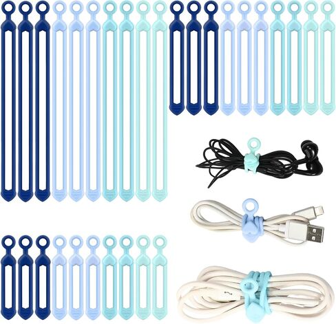 Pangda 48 Pcs Silicone Cable Ties with 3 Sizes Reusable Cable Management Organizer Multipurpose Elastic Cord Wire Ties Adjustable Electronic Cord Organizer for Travel Office Desk(Gradient Pink) in Saudi Arabia