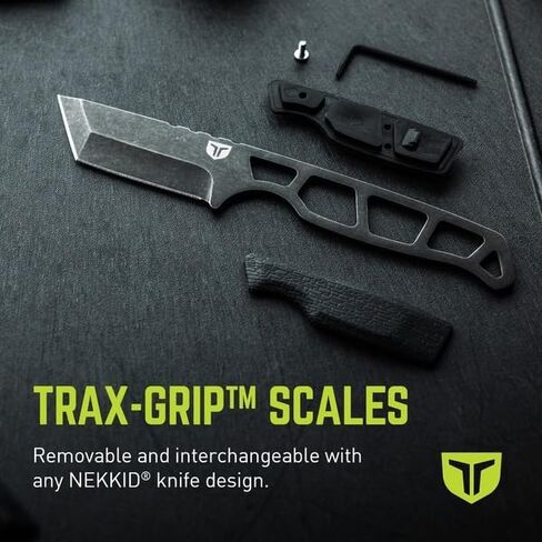 سكين تانتو TRUE NEKKID - للحمل اليومي، EDC، شفرة 2.92 بوصة، موازين مقبض TraxGrip، قطع يومي، مشبك قابل للإزالة، أسود in Kuwait