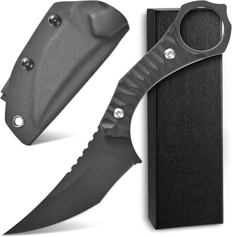 Ccanku C1152 سكين ذو نصل ثابت، D2 Blade G10 مقبض EDC أداة سكين للتخييم في الهواء الطلق والمشي لمسافات طويلة (أسود) in Kuwait