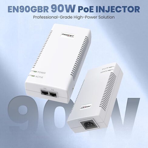 حاقن PoE بسرعة 10 جيجابت في الثانية بقدرة 90 وات متوافق مع IEEE802.3bt/at/af، يوفر منفذ PoE حماية من زيادة التيار بقدرة 6 كيلو فولت (10/700us) ومحول حاقن PoE++ للكاميرا/نقطة الوصول، EN90GBR-10 in Kuwait
