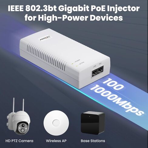 حاقن PoE بسرعة 10 جيجابت في الثانية بقدرة 90 وات متوافق مع IEEE802.3bt/at/af، يوفر منفذ PoE حماية من زيادة التيار بقدرة 6 كيلو فولت (10/700us) ومحول حاقن PoE++ للكاميرا/نقطة الوصول، EN90GBR-10 in Kuwait
