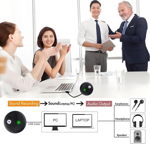 USB Microphone, Desktop Microphone, Mute Button with LED Indicator, Noise Reduction, Omnidirectional Condenser Microphones for PC Laptops or Video Conferences, Plug & Play in Saudi Arabia