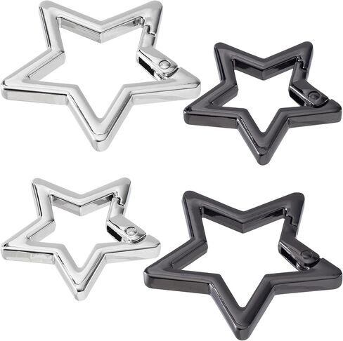 4pcs Star Keychain Clip, Zinc Alloy Heavy Duty Heart Carabiner, Star Spring Snap Clasp Hook for Camping Hiking Fishing Traveling in Saudi Arabia