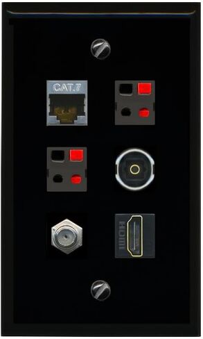 RiteAV CAT7 Coax HDMI 2 Speaker TOSLINK Flat/Solid Wall Plate [White] in Saudi Arabia