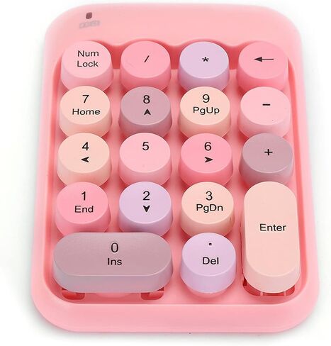 SUNGOOYUE Wireless Numeric Keypad, 2.4G Retro Round Keycap Design, 32.8ft Range, Gel, Plug and Play Compatible with Laptop Desktop, Battery Powered in Saudi Arabia