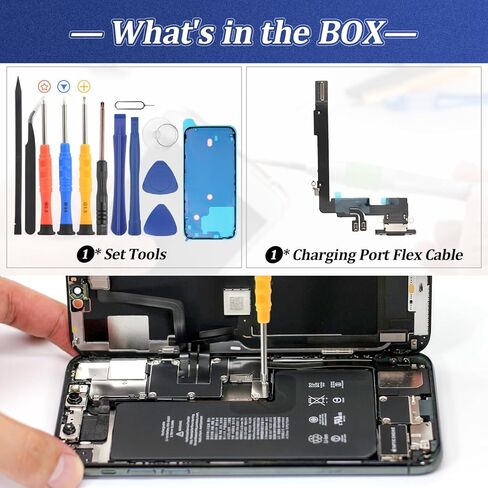 Dock Connector for iPhone 16 Pro Max Charging Port Flex Cable Replacement for iPhone 16 Pro Max A3296 A3084 A3295 A3297 USB Charger Dock Board Connector with Tools(Black) in Kuwait