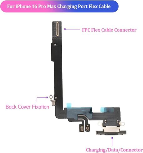 Dock Connector for iPhone 16 Pro Max Charging Port Flex Cable Replacement for iPhone 16 Pro Max A3296 A3084 A3295 A3297 USB Charger Dock Board Connector with Tools(Black) in Kuwait