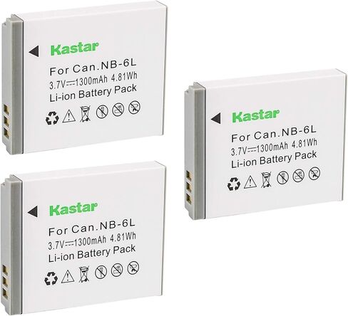 بطارية Kastar (3 عبوات) لـ NB-6L، CB-2LY وCanon PowerShot D20، S90، S95، S120، SD980 is، SD1300 is، SD4000 is، SX170 is، SX240 HS، SX260 HS، SX280 HS، SX510 HS، SX600 HS، SX700 HS الكاميرات in Kuwait
