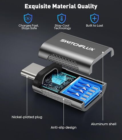 USB C to USB Adapter [3 Pack], 10Gbps Type C Male to USB 3.0 Female OTG Converter for MacBook Pro/Air, iPhone 15/16 Pro, iPad Pro, Samsung S24, Charging, Data Transfer in Saudi Arabia