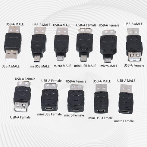 11 قطعة طقم محول USB USB 2.0 محول مجموعة متعددة USB/نوع C/مايكرو/ميني ذكر إلى أنثى محول موصل ثنائي الاتجاه محولات نقل استبدال موصل in Kuwait