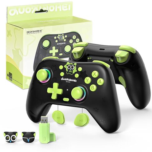 GeekShare Switch Pro Controller,Hall Effect Joysticks (Zero Drift), Tri-Mode (BT/2.4G/Wired), 6-Axis Gyro, Dual Vibration, 1000mAh Luo Xiao Hei Controller for Switch 2/1/OLED/Lite, PC, Android, iOS Device in Saudi Arabia