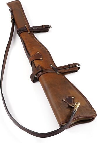 Western Leather Rifle Scabbard, Handmade Hardwax Brown Leather Gun Case, 34 Inch Shotgun and Handgun Holster in Saudi Arabia