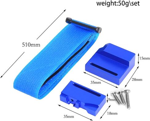 Aluminium Battery Holder Mount Hold Down with Battery Strap Compatible for TRAXXAS 1/10 Raptor R RC Car Upgrade Parts Accessories (Blue) in Saudi Arabia