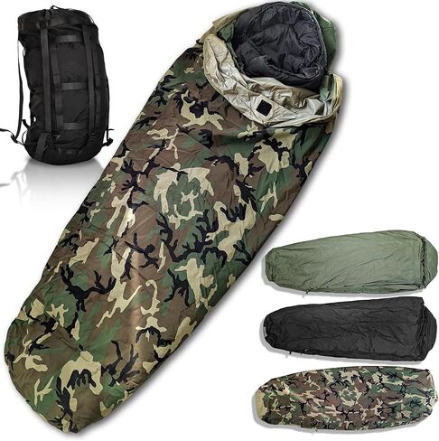 Military Sleeping Bag System Tactical Gear – 4-Part Modular Sleeping Bags Cold Weather Includes Stuff Sack, Bivy Cover, Intermediate Cold Weather and Patrol Bag – Waterproof and Lightweight in Saudi Arabia