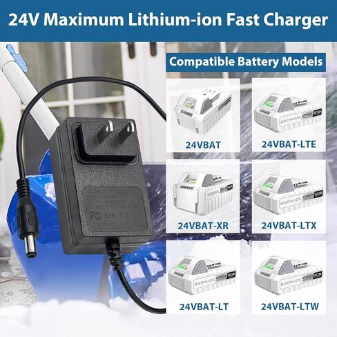 شاحن محول سريع 24 فولت لبطارية ليثيوم أيون Snow Joe&Sun Joe 24 فولت، 24VCHRG-QC iON+ شاحن لنماذج بطاريات سلسلة iBAT24 و24BAT، iBAT24-LT، iBAT24-XR، 24VBAT-LTE، 24VBAT-XR سلك إمداد الطاقة PSU in Kuwait