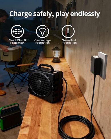 Superer Charger for Turtlebox Gen 3 & Gen 2 Speaker – Tested for Secure Charging, UL Safety Certified, 15V 6ft Rugged Outdoor Replacement Charging Cord with LED Indicator & Waterproof Pouch in Saudi Arabia