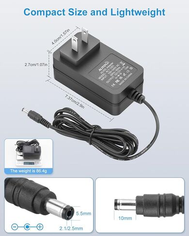 ALITOVE 12V DC مزود الطاقة 1A 12W محول تيار متردد 100-240V 50-60hz إلى 12 فولت 1Amp 0.5A سلك طاقة محول 6.5FT 5.5 x 2.5mm 2.1mm قابس مع 14 طرف لشريط LED ضوء كاميرا CCTV الأمنية والمزيد in Kuwait