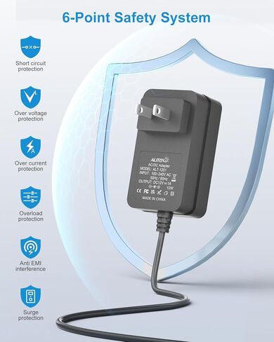 ALITOVE 12V DC مزود الطاقة 1A 12W محول تيار متردد 100-240V 50-60hz إلى 12 فولت 1Amp 0.5A سلك طاقة محول 6.5FT 5.5 x 2.5mm 2.1mm قابس مع 14 طرف لشريط LED ضوء كاميرا CCTV الأمنية والمزيد in Kuwait