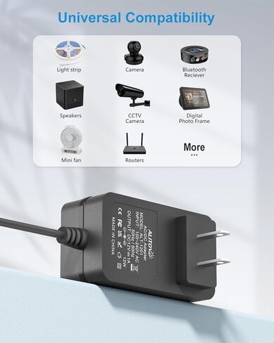 ALITOVE 12V DC مزود الطاقة 1A 12W محول تيار متردد 100-240V 50-60hz إلى 12 فولت 1Amp 0.5A سلك طاقة محول 6.5FT 5.5 x 2.5mm 2.1mm قابس مع 14 طرف لشريط LED ضوء كاميرا CCTV الأمنية والمزيد in Kuwait