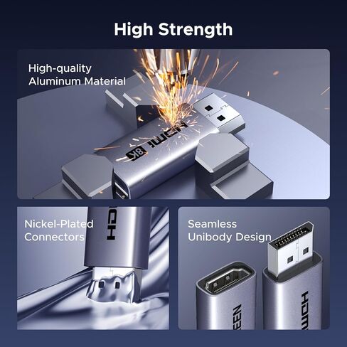 منفذ عرض UGREEN 8K@60 هرتز إلى محول HDMI أحادي الاتجاه مع 4K@240 هرتز 2K@240 هرتز، DP 1.4 PC إلى HDMI 2.1 كابل عرض ذكر إلى أنثى، محول ألومنيوم يدعم VRR متوافق مع AMD NVIDIA in Saudi Arabia