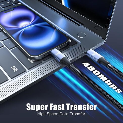 240W USB C to USB C Cable Coiled 4.92FT, Braided Type C Charger for Car 240W Fast Charging Cord Compatible with iPhone 17 16 15, iPad, Samsung Galaxy, Google Pixel, Moto, LG, TCL Phones in Kuwait