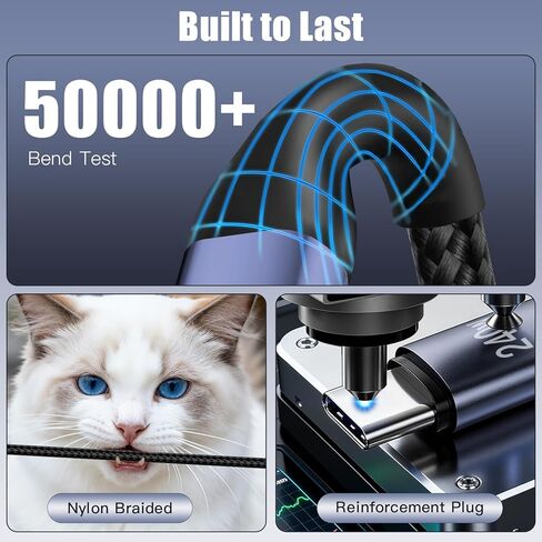 240W USB C to USB C Cable Coiled 4.92FT, Braided Type C Charger for Car 240W Fast Charging Cord Compatible with iPhone 17 16 15, iPad, Samsung Galaxy, Google Pixel, Moto, LG, TCL Phones in Kuwait