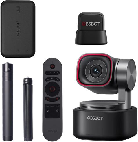 مجموعة تدفق OBSBOT Tiny 3، كاميرا ويب صوت مكاني 4K تعمل بالذكاء الاصطناعي، كاميرا PTZ لتتبع الذكاء الاصطناعي مع مستشعر 1/1.28 بوصة، ميكروفون ثلاثي، التحكم في الصوت والإيماءات، 120 إطارًا في الثانية، HDR، كاميرا ويب للكمبيوتر الشخصي، الكمبيوتر المحمول، الب in Kuwait