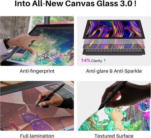 HUION KAMVAS Pro 27 (144 هرتز) 4K UHD تابلت رسم مع شاشة، PenTech 4.0 Stylus، Canvas Glass 3.0 كمبيوتر لوحي للرسومات 98% Adobe RGB شاشة رسم متعددة اللمس مع قفاز رفض راحة اليد عن بعد in Saudi Arabia
