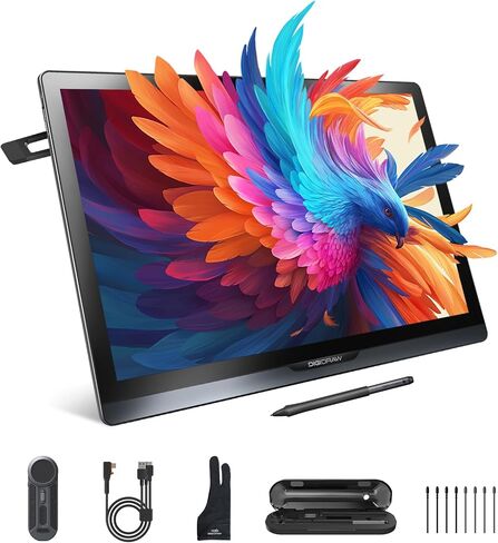 DIGIDRAW Drawing Tablet 18.4in 4K UHD with Touch Screen, △E<1.3 99.8% sRGB 16K Pressure Battery-Free Pen Fully Laminated Anti-Glare+Anti-Fingerprint Includes Remote Control for Digital Art, Animation in Saudi Arabia