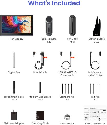 DIGIDRAW Drawing Tablet 18.4in 4K UHD with Touch Screen, △E<1.3 99.8% sRGB 16K Pressure Battery-Free Pen Fully Laminated Anti-Glare+Anti-Fingerprint Includes Remote Control for Digital Art, Animation in Saudi Arabia