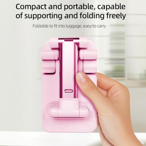 Pink，The Adjustable Angle and Height of The Mobile Phone Stand are Suitable for All Mobile Phones and can be Folded for Office use in Saudi Arabia