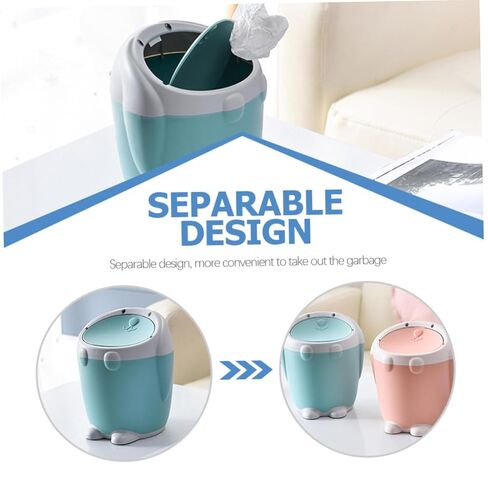 Cabilock الكرتون الأرنب سطح المكتب سلة المهملات الصحافة غطاء حاوية القمامة متعددة الوظائف للمكتب والمنزل سلة المهملات طاولة صغيرة يمكن لطيف تخزين دلو للبنين والبنات in Kuwait